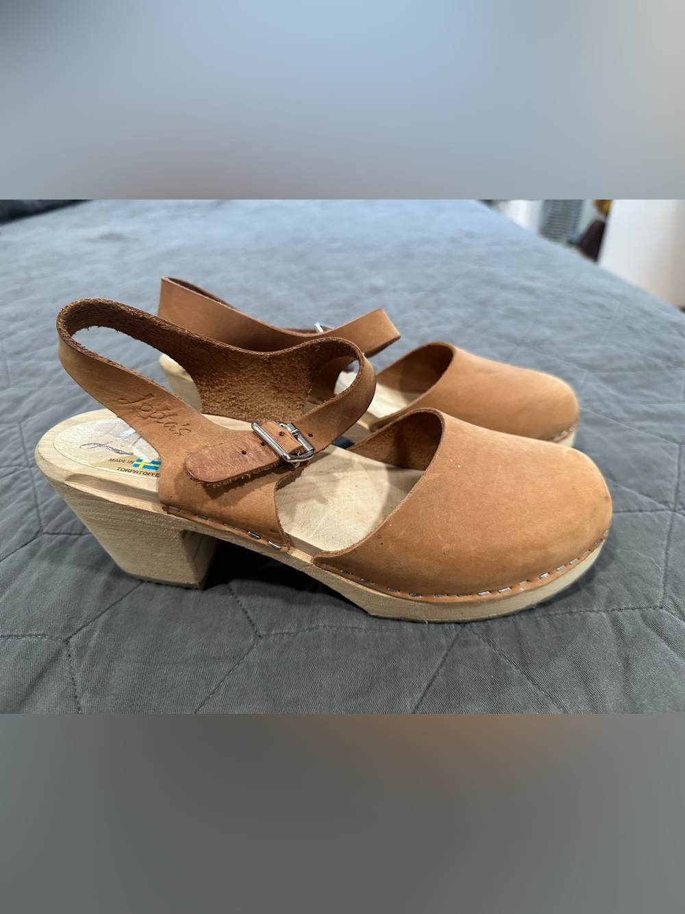 Lotta From Stockholm Cognac Leather Slingback Clogs